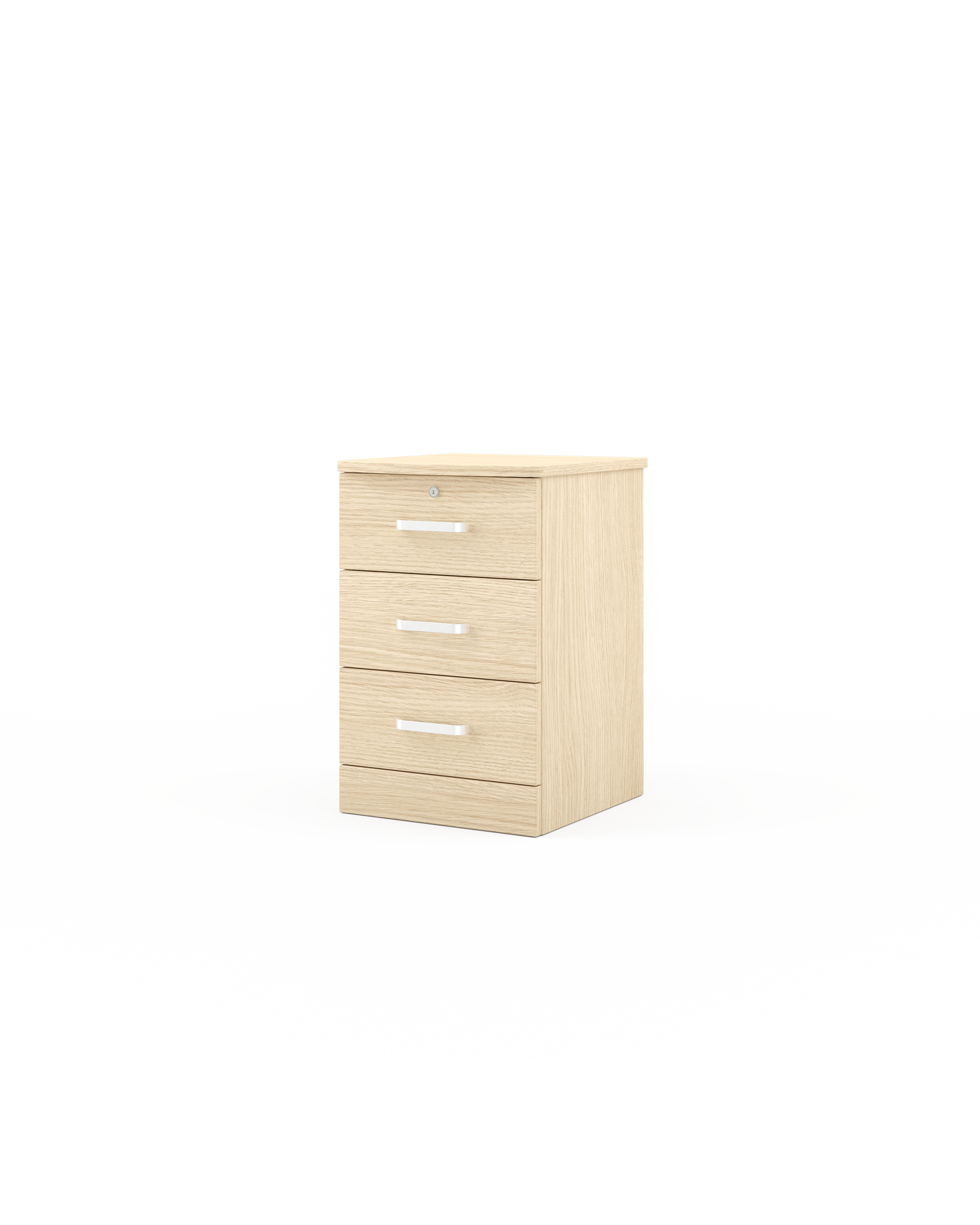 Lakeside 3 Drawer Bedside - Lock & Recessed Castors